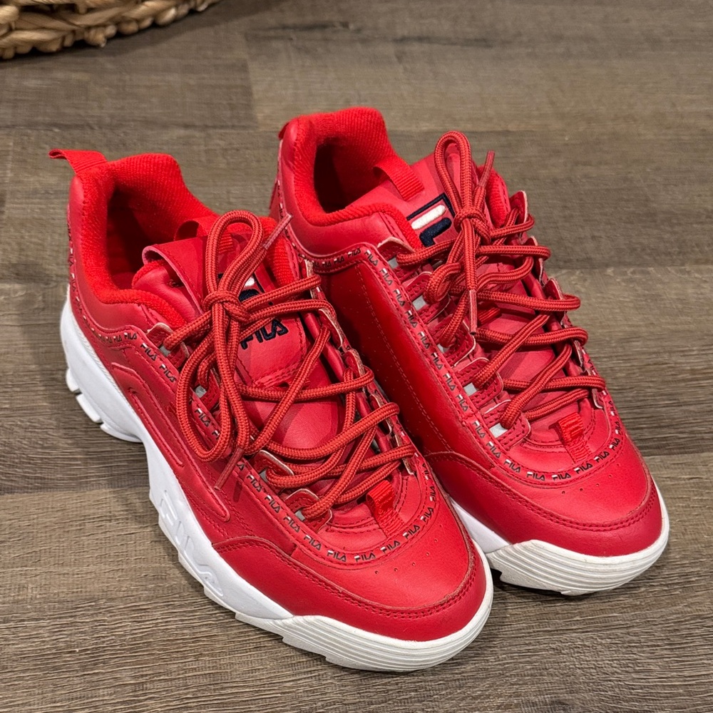 Fila Red Sneakers with White Accents